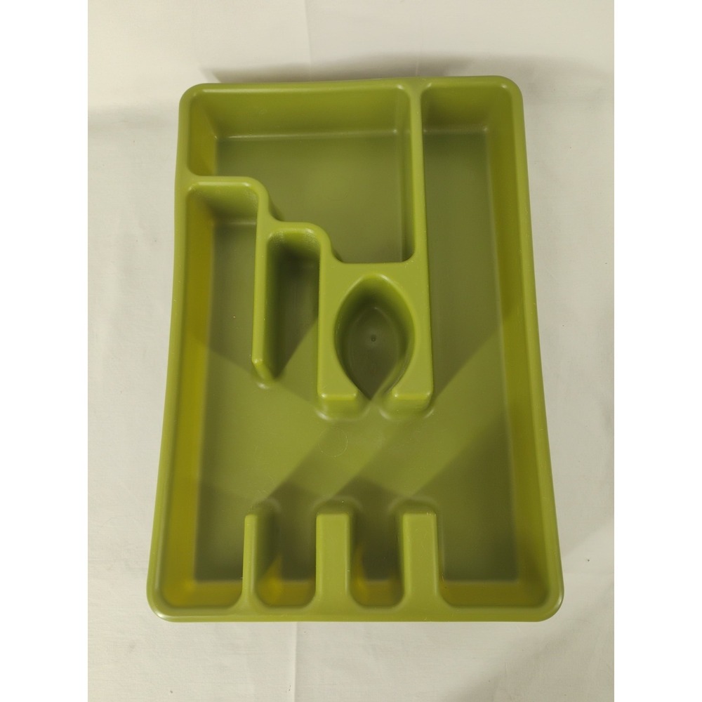 VTG MCM Rubbermaid 2921 Avocado Green Silverware Tray Drawer Utensil Organizer